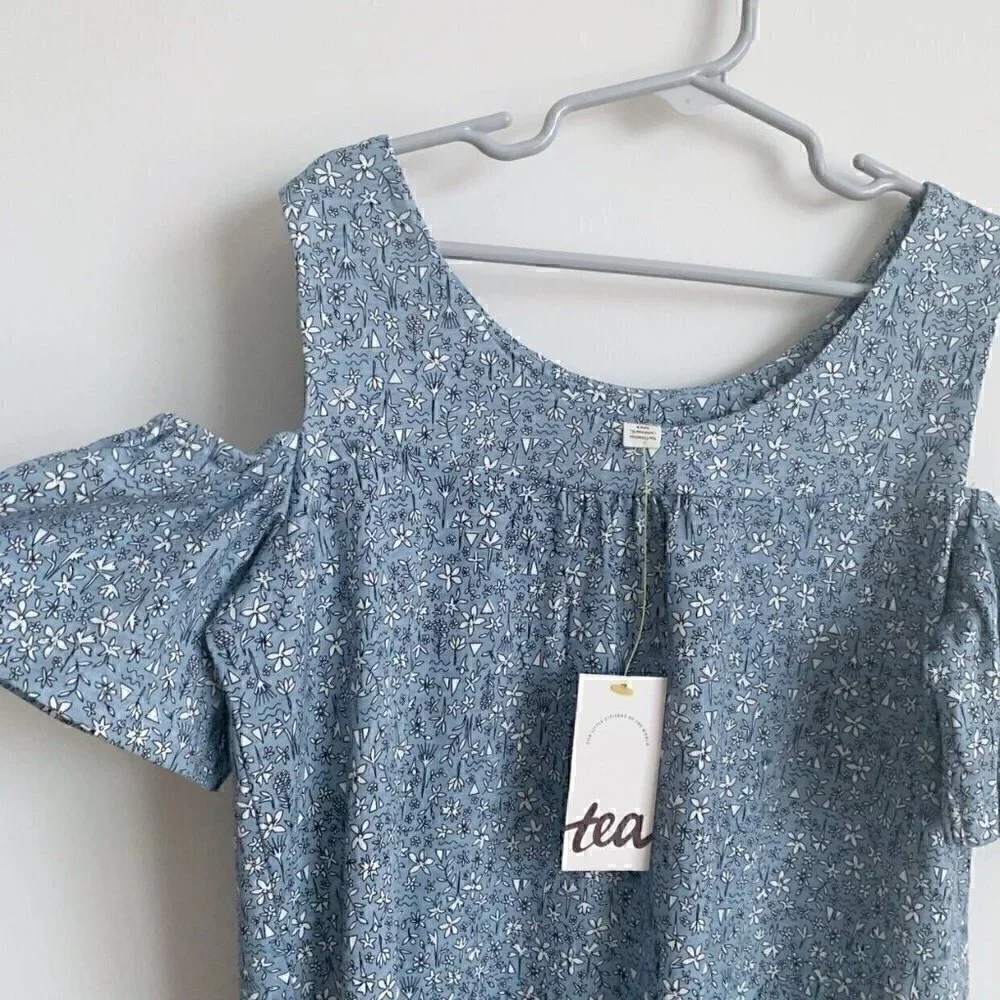 NWT Tea Collection Floral Cold Shoulder Dress, Size 10 years